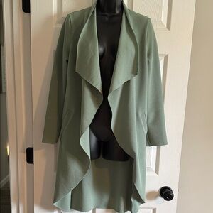 Light Sage Draped Open Front Women's Jacket